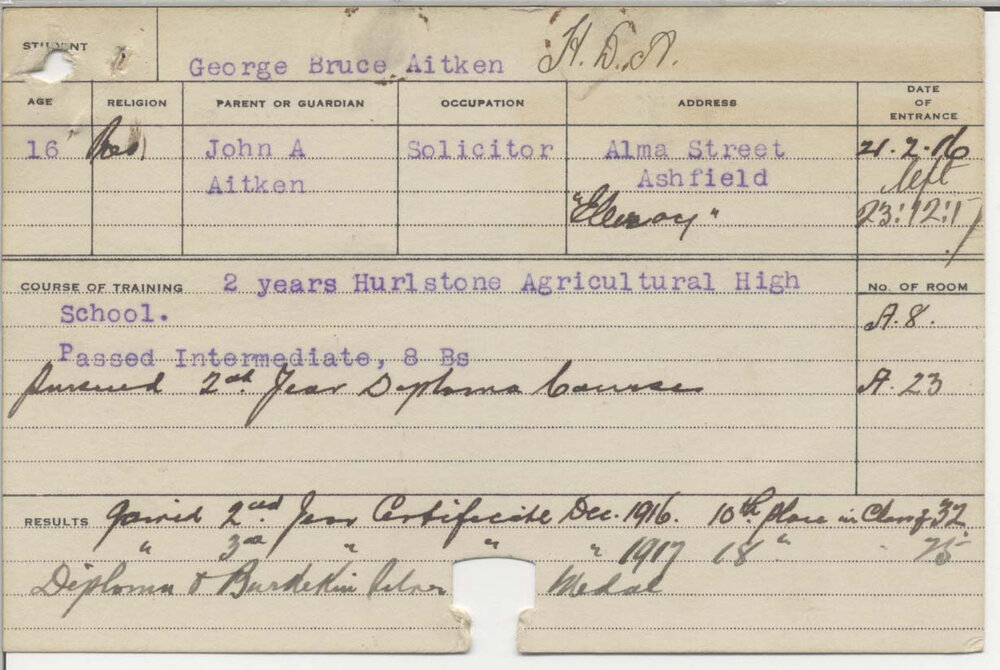 AITKEN, George Bruce (Hawkesbury Diploma of Agriculture (HDA))