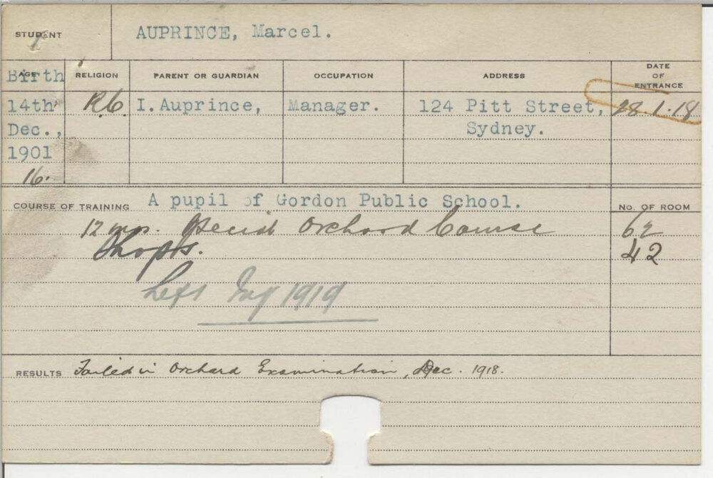 AUPRINCE, Marcel (Special Course - Orchard)