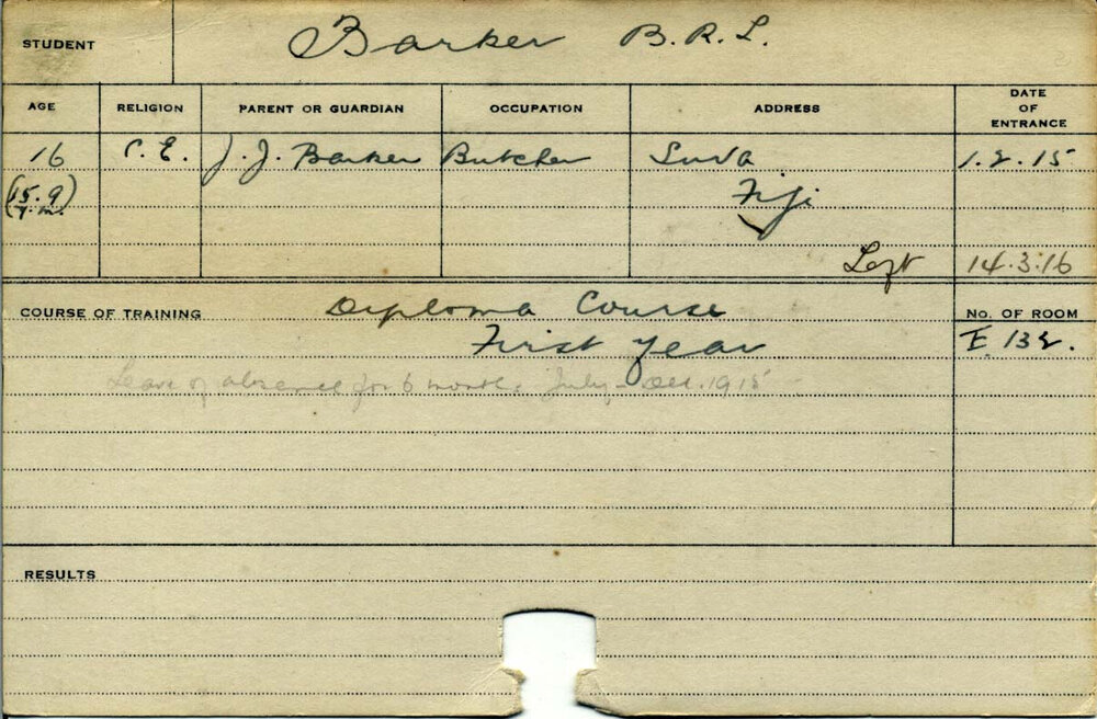 BARKER, B R L (Hawkesbury Diploma of Agriculture (HDA) (First Year Only))