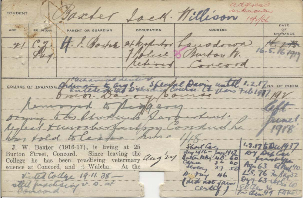 BAXTER, Jack Willison (Special course - Dairy)