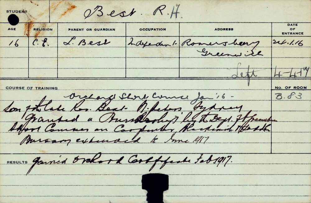 BEST, RH (Certificate - Orchard)