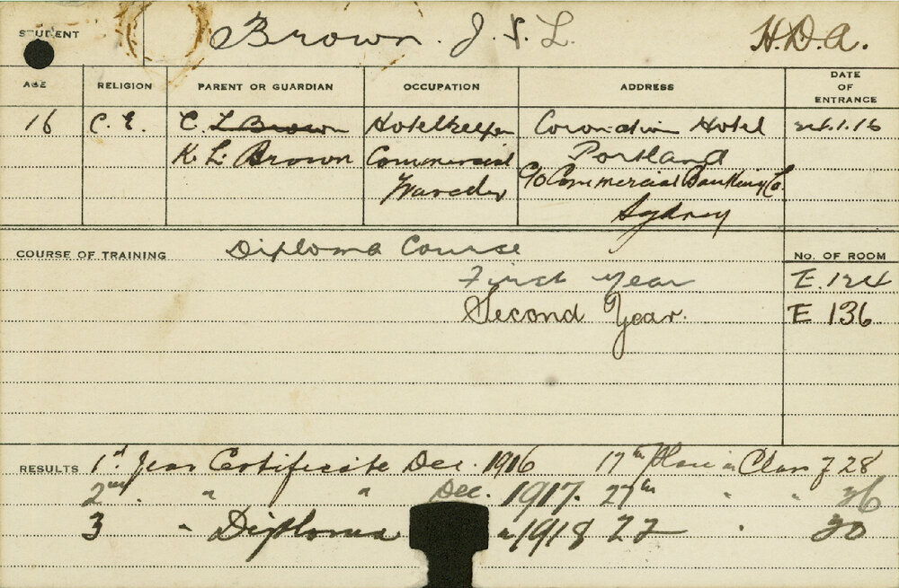 BROWN, JL (Hawkesbury Diploma of Agriculture (HDA))