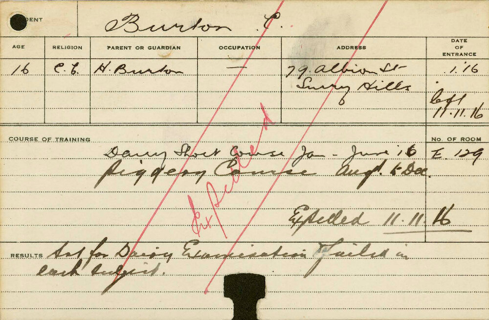 BURTON, C (Short Course - Dairy and Piggery)