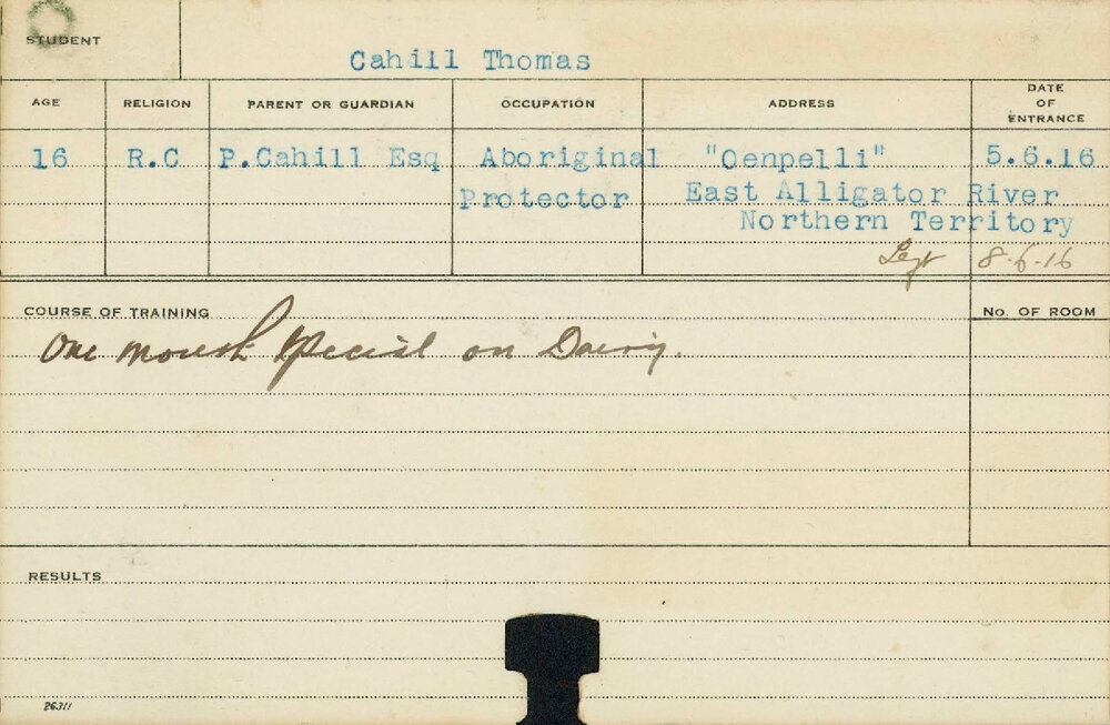 CAHILL, Thomas (Special Course - Dairy)