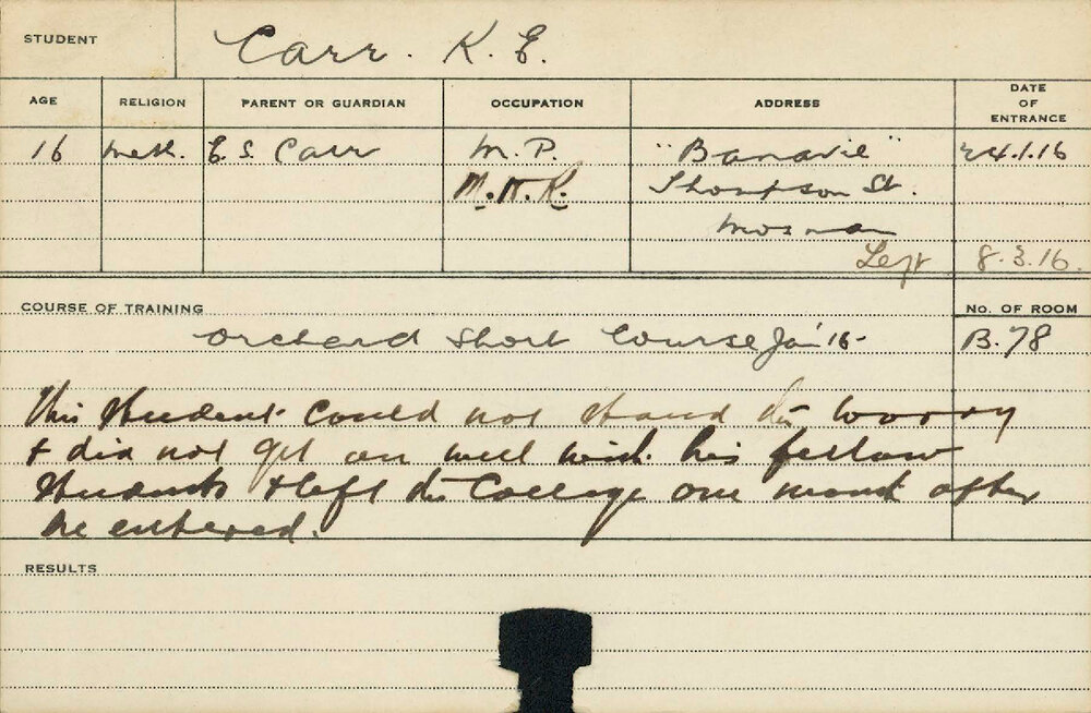 CARR, KE (Short Course - Orchard)