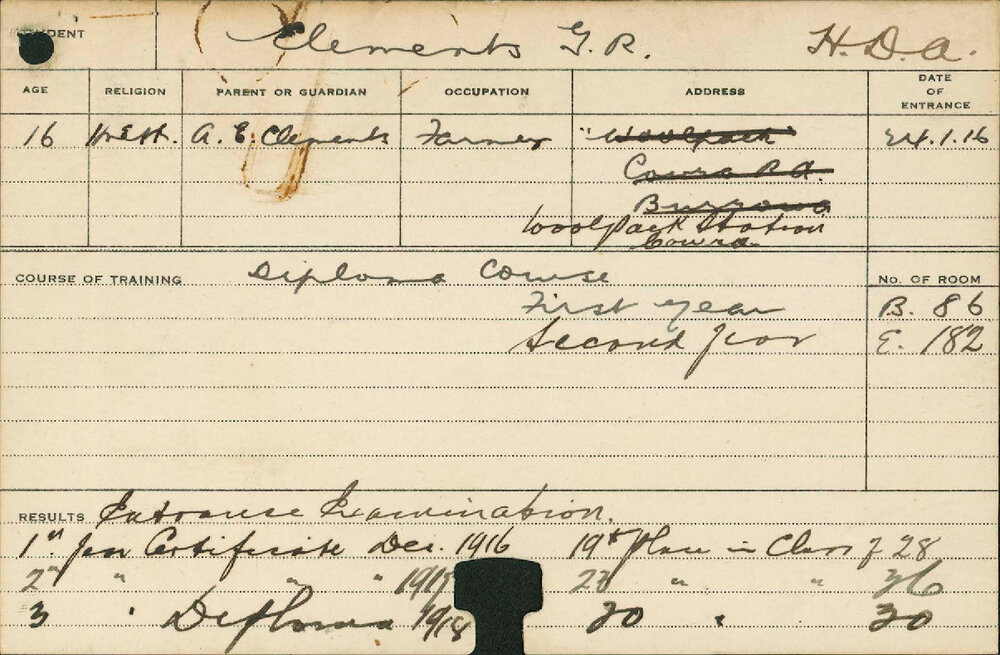 CLEMENTS, GR (Hawkesbury Diploma of Agriculture (HDA))