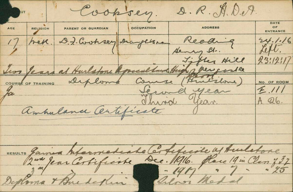 COOKSEY, DR (Hawkesbury Diploma of Agriculture (HDA))