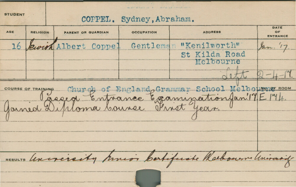 COPPEL, Sydney Abraham (Hawkesbury Diploma of Agriculture (HDA))