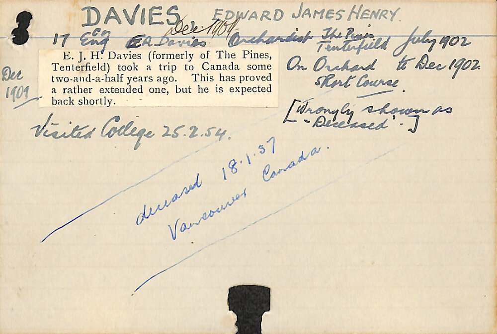 DAVIS, Edward Stanley (Hawkesbury Diploma in Dairy (HDD))