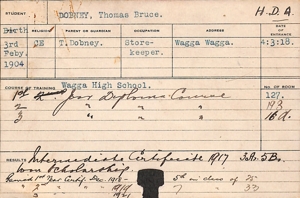 DOBNEY, Thomas Bruce (Hawkesbury Diploma of Agriculture (HDA))