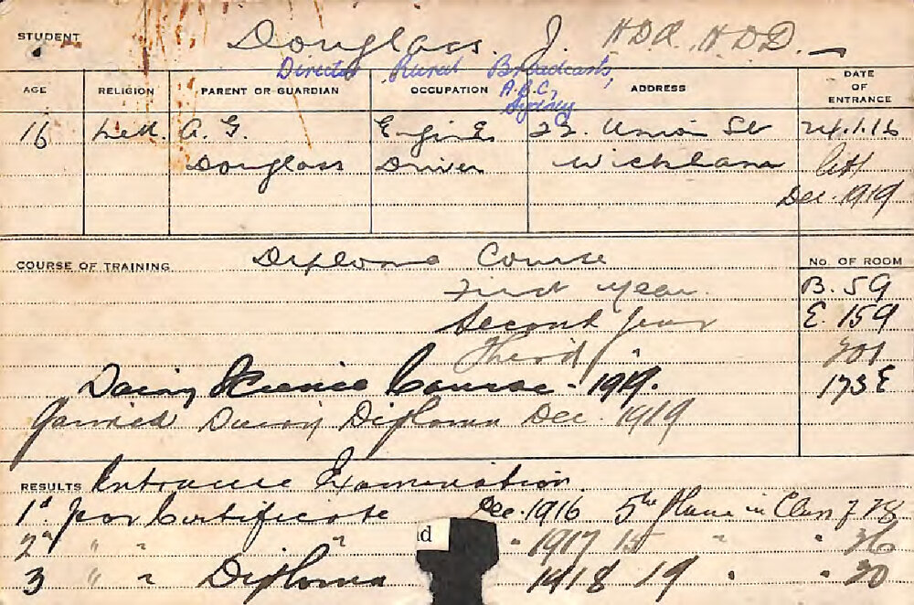 DOUGLASS, John (Hawkesbury Diploma of Agriculture (HDA)/ Hawkesbury Diploma in Dairy (HDD))