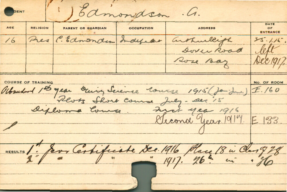 EDMONDSON, A (Certificate - First &amp; Second year, Short Course - Plots)