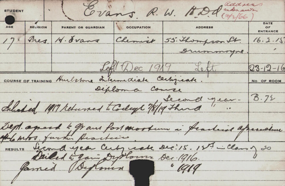 EVANS, RW (Hawkesbury Diploma of Agriculture (HDA))