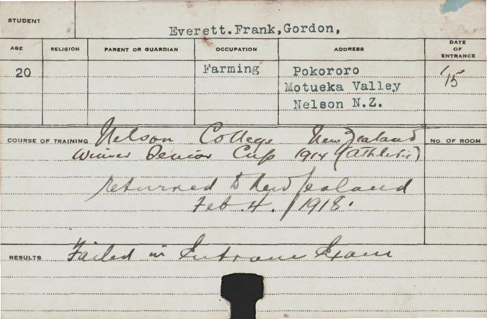 EVERETT, Frank Gordon (Course Not Identified)