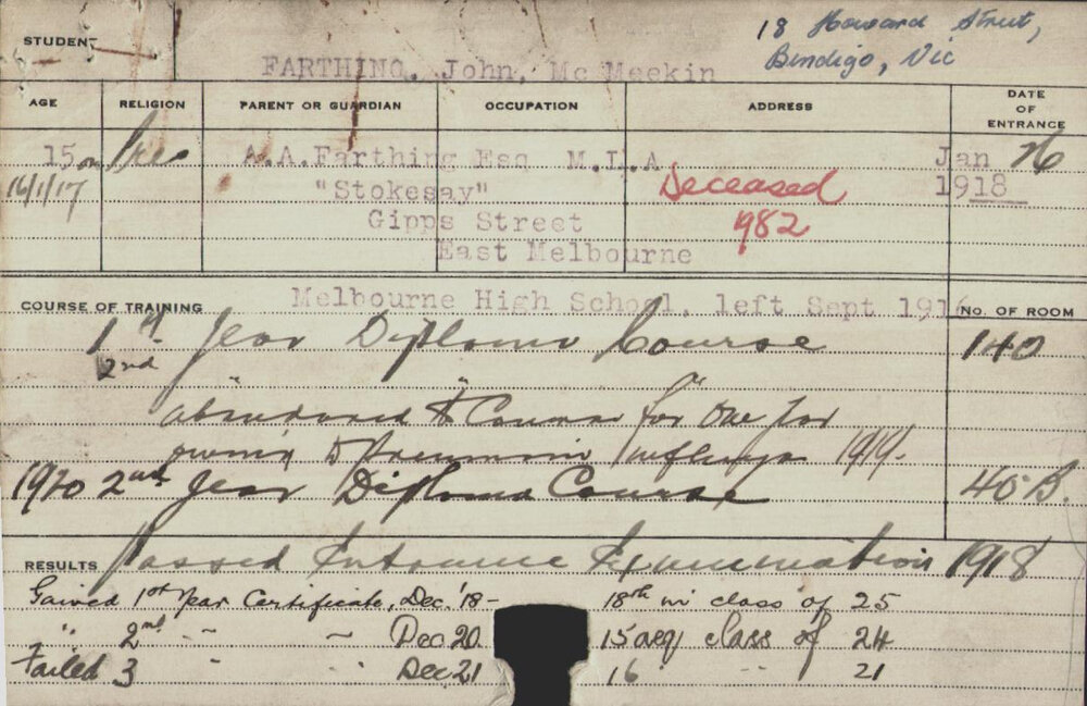 FARTHING, John McMeekin (Hawkesbury Diploma of Agriculture (HDA))