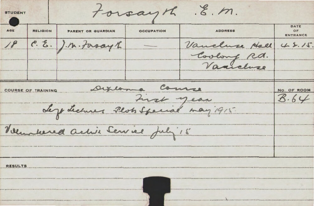 FORSAYTH, EM (Hawkesbury Diploma of Agriculture (HDA) &amp; Special Course - Plots)