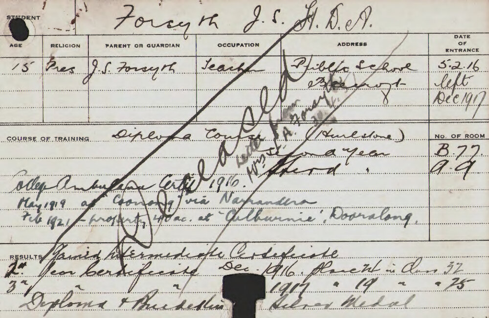 FORSYTH, JS (Hawkesbury Diploma of Agriculture (HDA) (Burdekin Medal))