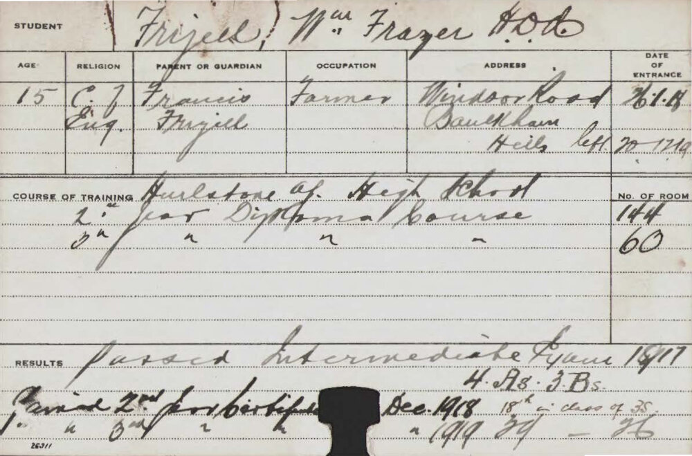 FRIZELL, William Frazer (Hawkesbury Diploma of Agriculture (HDA))