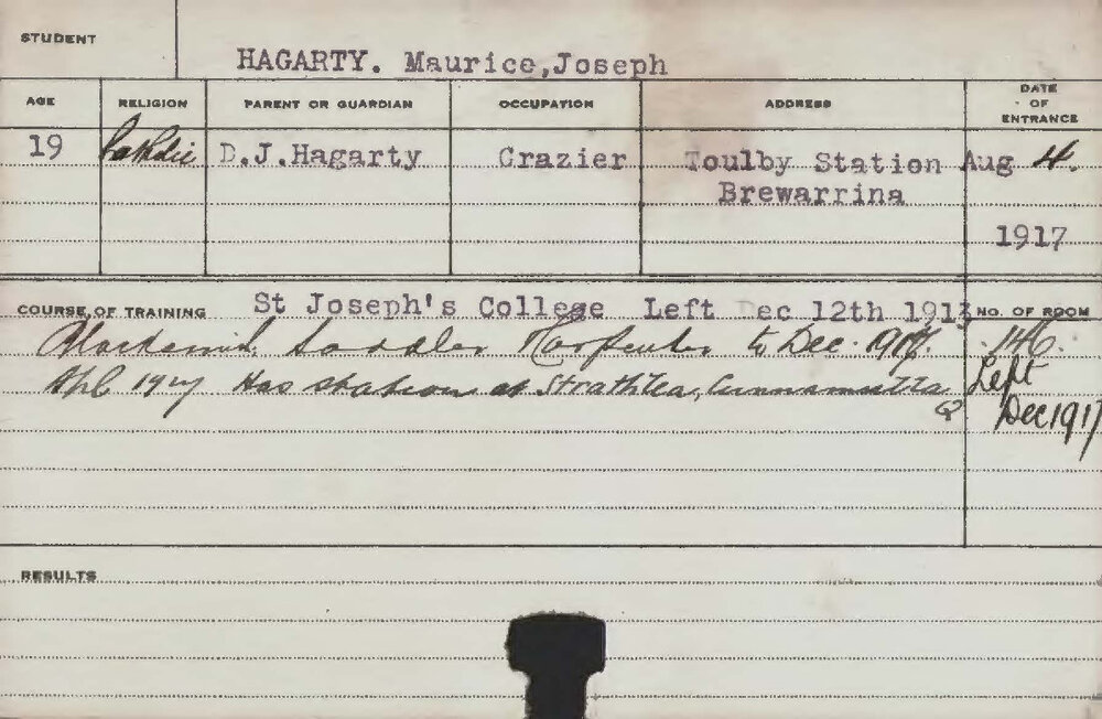 HAGARTY, Maurice Joseph (Blacksmith, Saddler &amp; Carpenter)