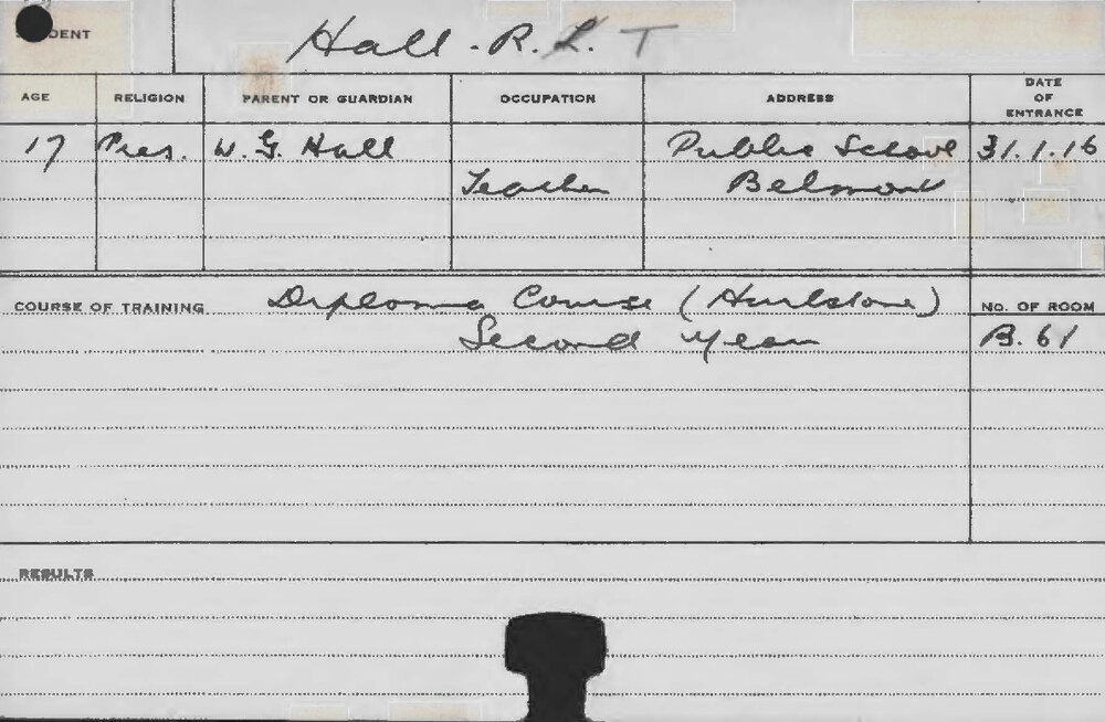 HALL, RT (Diploma Course)