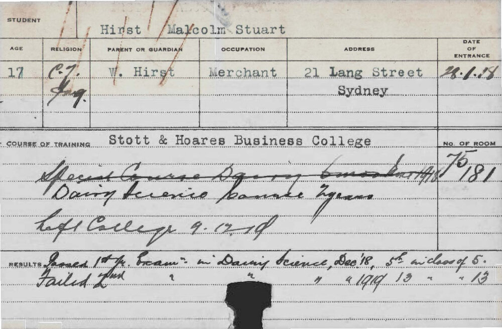 HIRST, Malcolm Stuart (Dairy Science)