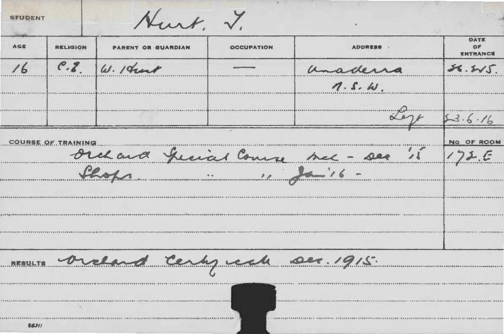 HURT, T (Short course - Orchard and Shops)