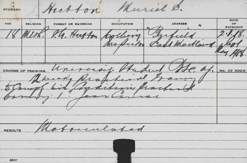 HUTTON, Muriel (Practical course)