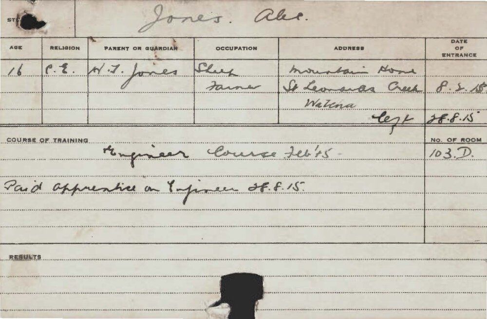 JONES, Alec (Engineer Course)
