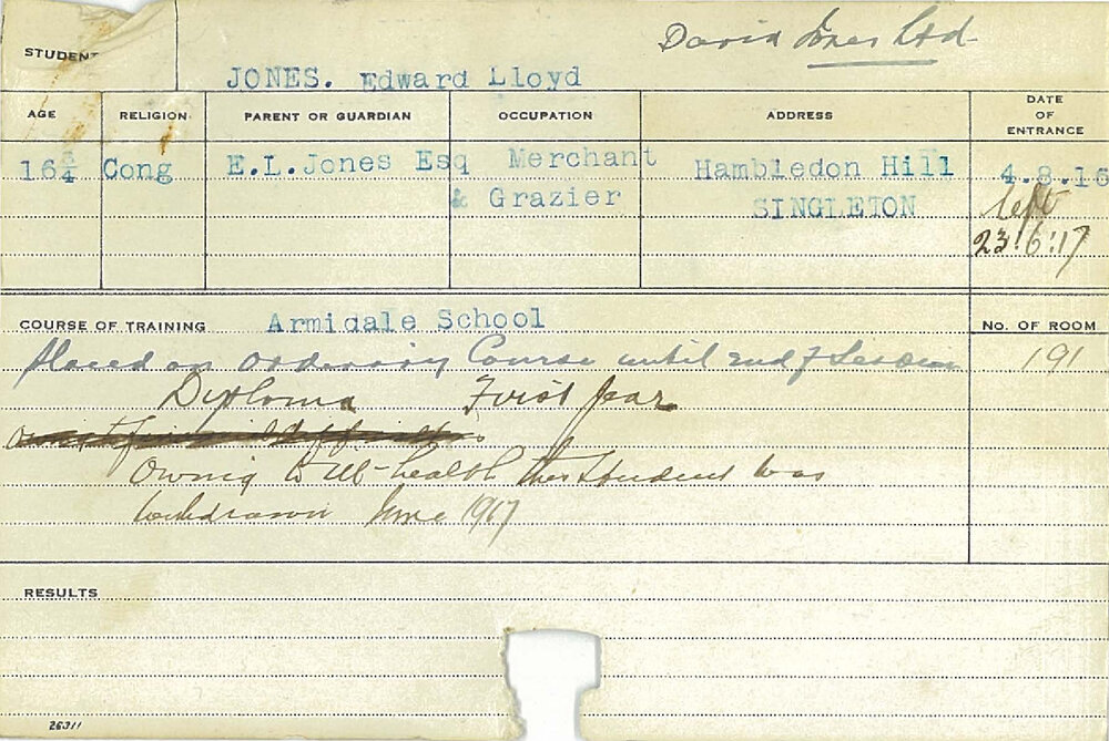 JONES, Edward Lloyd (Hawkesbury Diploma of Agriculture (HDA))