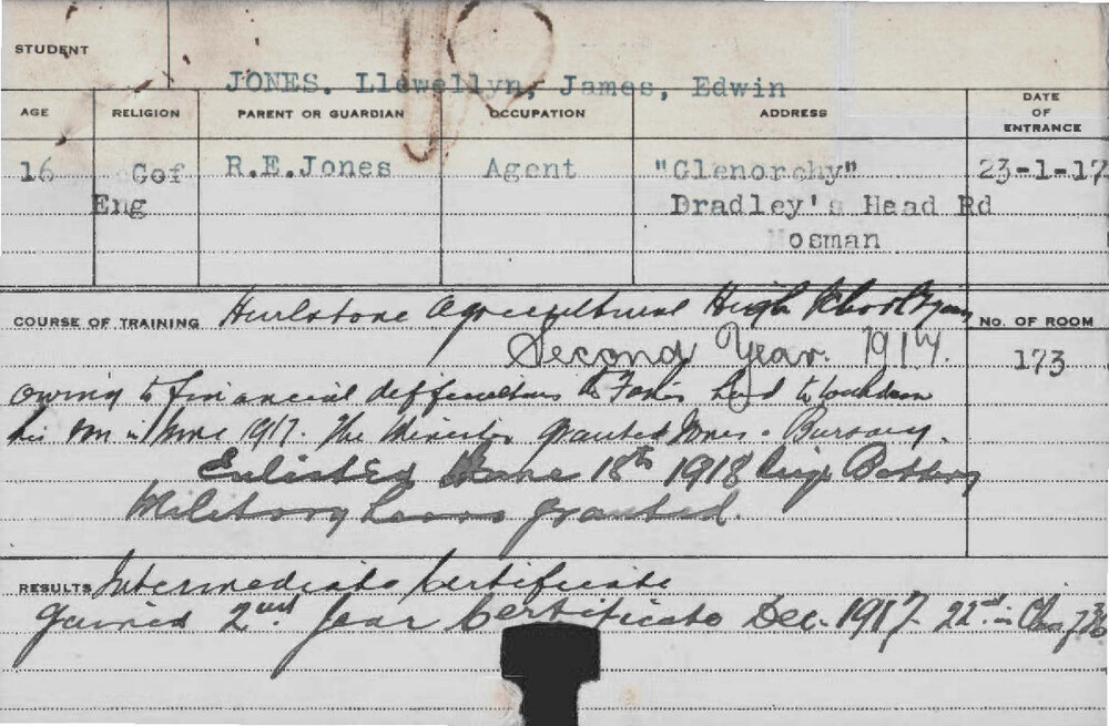JONES, Llewellyn James Edwin (Hawkesbury Diploma of Agriculture (HDA))