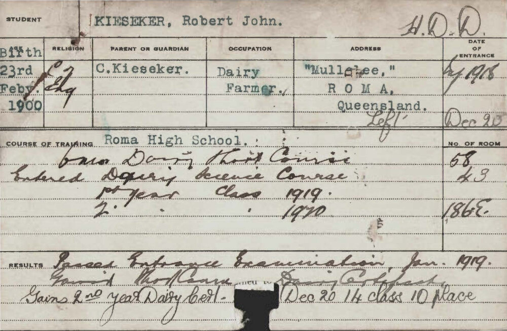KIESEKER, Robert John (Hawkesbury Diploma in Dairy (HDD))
