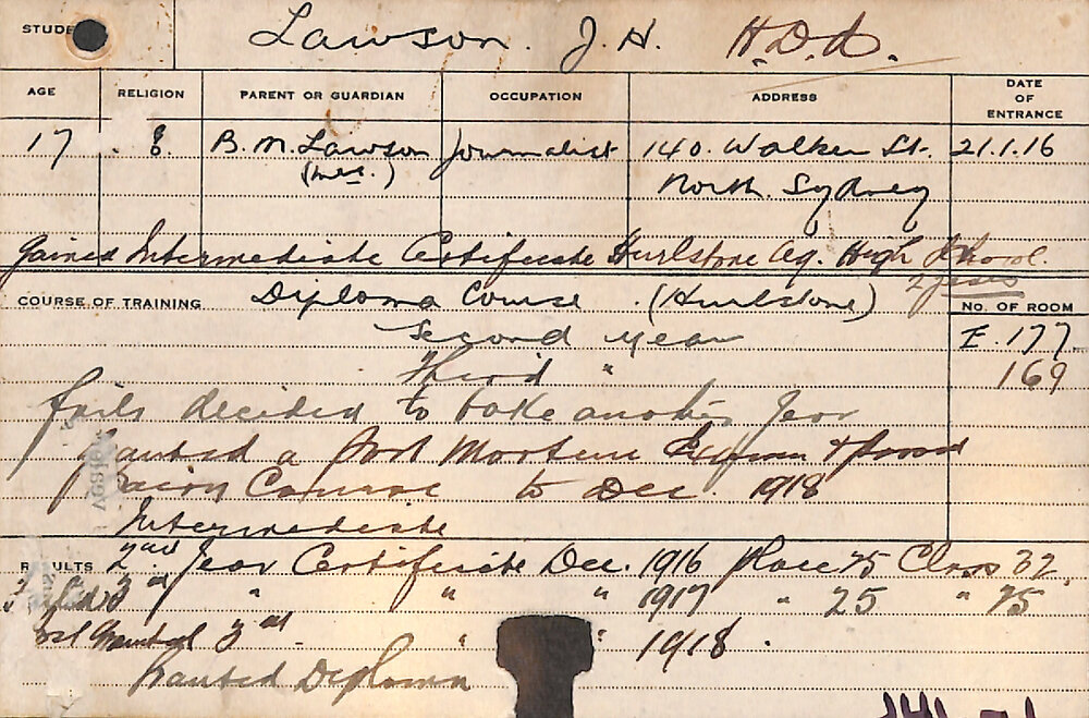 LAWSON, Joseph Henry (Hawkesbury Diploma of Agriculture (HDA))