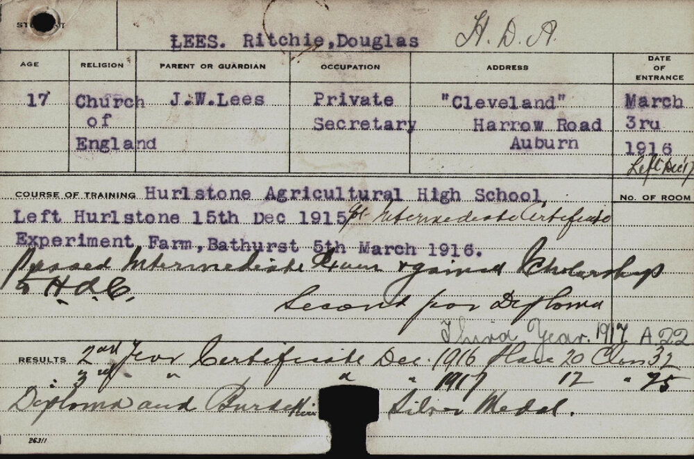 LEES, Ritchie Douglas (Hawkesbury Diploma of Agriculture (HDA))
