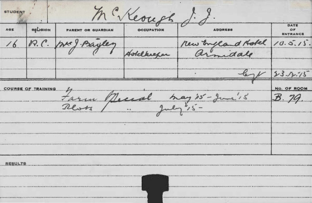 MCKEOUGH, JJ (Special Course - Plots &amp; Farm)