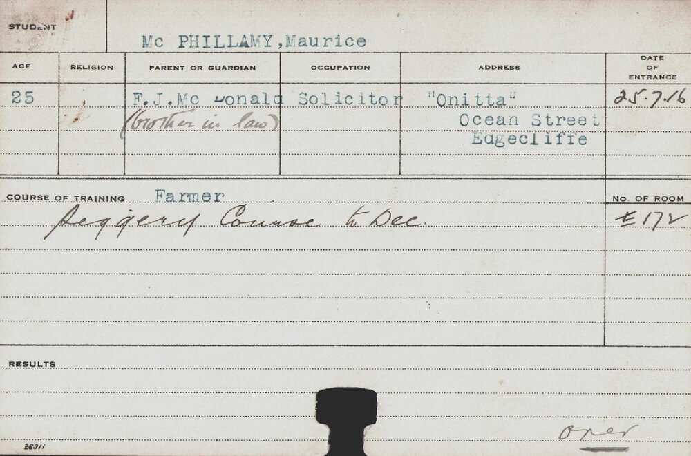 MCPHILLAMY, Maurice (Piggery Course)
