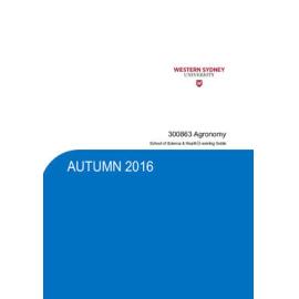 Learning Guide - Agronomy (300863) - Autumn 2016