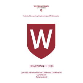 Learning Guide - Advanced Smart Grids & Distributed Generation (301026) - Autumn 2016