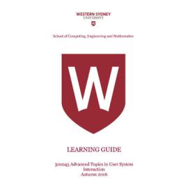 Learning Guide - Advanced Topics in User System Interaction (301045) - Autumn 2016