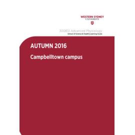 Learning Guide - Advanced Physiology (300851) - Autumn 2016
