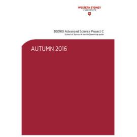Learning Guide - Advanced Science Project C (300910) - Autumn 2016