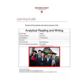 Learning Guide - Analytical Reading & Writing (100846) - Summer A 2015-2016