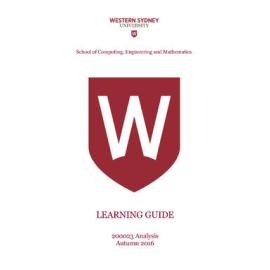 Learning Guide - Analysis (200023) - Autumn 2016