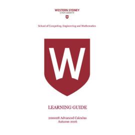 Learning Guide - Advanced Calculus (200028) - Autumn 2016