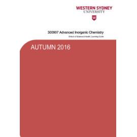Learning Guide - Advanced Inorganic Chemistry (300907) - Autumn 2016