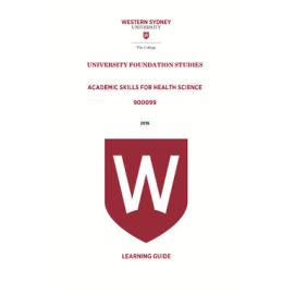 Learning Guide - Academic Skills for Health Science (900099) - The College 2016