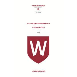 Learning Guide - Accounting Fundamentals (700046 / 900010) - The College Term 2 2016