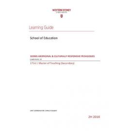 Learning Guide - Aboriginal & Culturally Responsive Pedagogies (102085) - 2H 2016