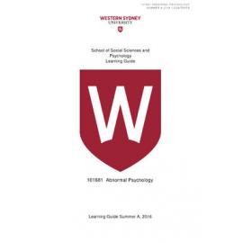 Learning Guide - Abnormal Psychology (101681) - Summer A 2016