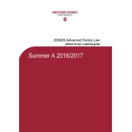 Learning Guide - Advanced Family Law (200629) - Summer A 2016 - 2017