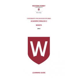 Learning Guide - Academic English 2 (900075) - Term 1 2016